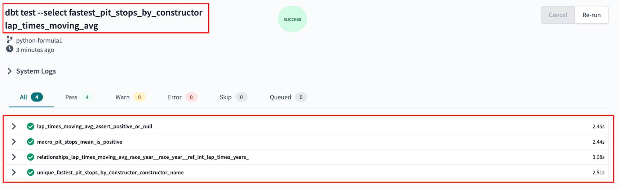 running tests on our python models running tests on our python models